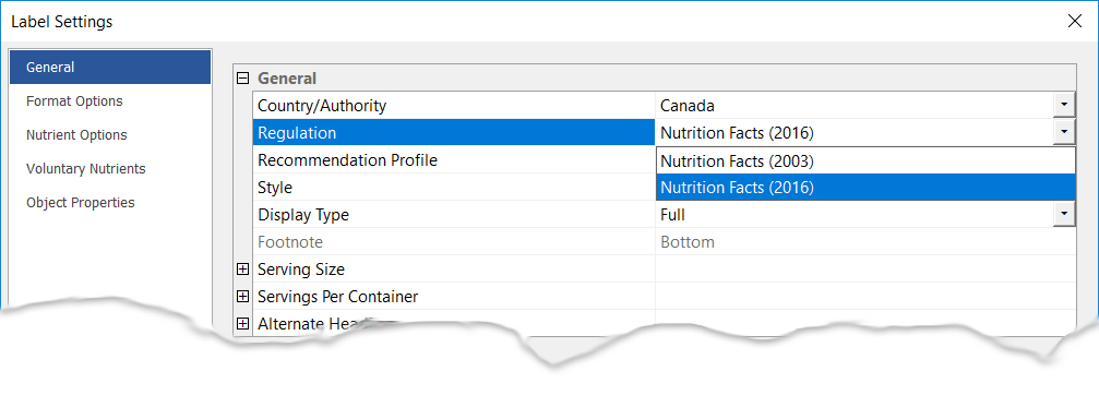 A screenshot of label settings in Genesis R&D Foods.