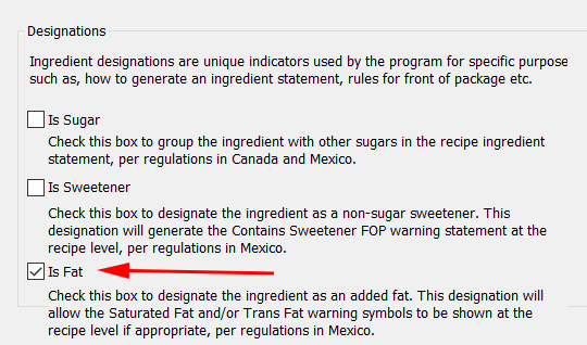 Sello frontal de advertencia en etiquetas de los alimentos envasados. Ingredient designations for Mexican Front of package warning seals.
