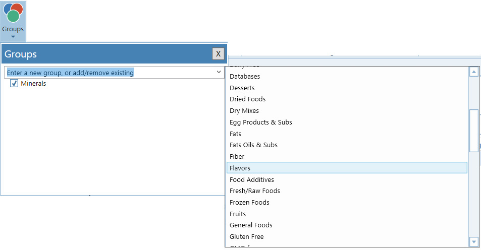 A screenshot showing how to assign a group in Genesis R&D Supplements.