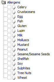 List of all allergens in Genesis R&D Foods