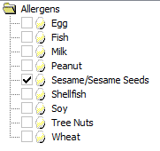 List of US only allergens in Genesis R&D Foods