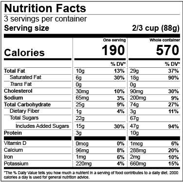 An example of a dual column label for multiple servings per container.